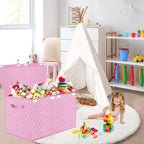 VERONLY Toy Box Chest Organizer Bins for Girls Boys, Kids Large Fabric Collapsible Storage Basket Container with Flip-Top Lid
