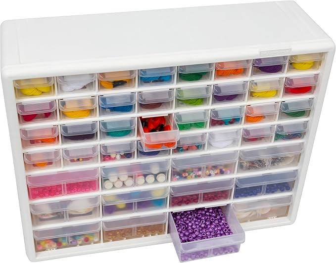 Akro-Mils 44-Drawer Plastic Drawer Storage Cabinet for Garage Organization, Bead Organizer, Building Bricks Storage, Teacher 