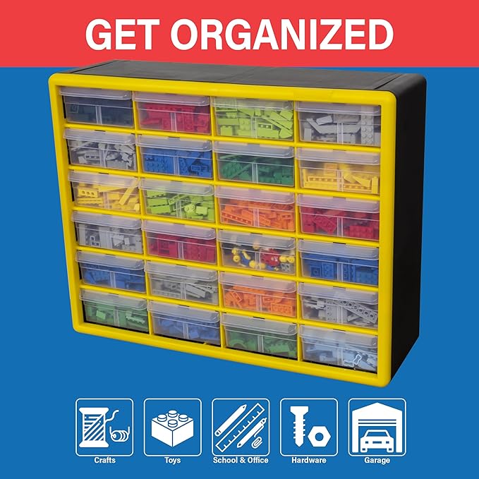 Akro-Mils 24-Drawer Plastic Drawer Storage Cabinet for Garage Organization, Bead Organizer, Building Bricks Storage, Teacher 