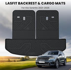 LASFIT Cargo Mat & Backrest Mats for Kia Sorento 2026 2025 2024 2023 2022 2021, All Weather TPE Custom Fit Cargo Liners Trunk Mat & SeatBack Mats Accessoires for Kia Sorento 2021-2026, Black
