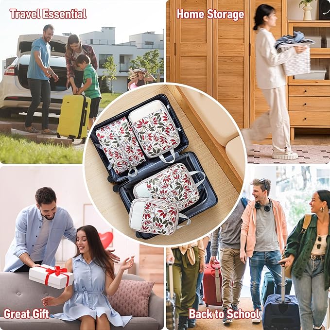 5 Set Compression Packing Cubes, Suitcase Organizer, Lightweight Travel Essentials, Compression Bags For Travel Accessories L