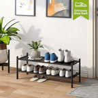 BMOSU 2-Tier Bamboo Extended Shoe Rack Premium Stackable Shoe Shelf Storage Organizer for Hallway Closet Living Room Entryway