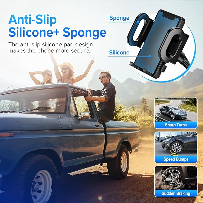 Car Cup Holder Phone Holder, Universal Adjustable Cell Phone Cup Holder Expander for Car, Fits All 4.0-7.0 Inches Smartphones, Most Bottles 20-40 oz, Black