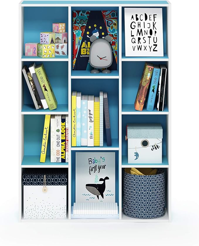 Furinno LUDER Book Shelf, 11-Cube Bookshelf, Reversible Bookcase, 9.4 x 29.1 x 41.7, Easy Assembly, for Living Room, Bedroom,