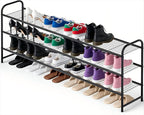 Ekisemio 3-Tier Long Metal Shoe Rack, Wide Stackable Shoe Organizer for Closet & Entryway, with Sturdy Wire Grid Storage Shel