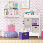 RiverRidge Folding Storage Bins with Handles Dark Purple Cube Storage Organizer for Closet, Bedroom & Playroom - Closet Organ