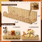 Pinkunn 4 Pcs Nursery Book Shelves 15.8 Inch Rattan Scalloped Floating Bookshelves Wicker Boho Book Shelf for Wall Mounted De