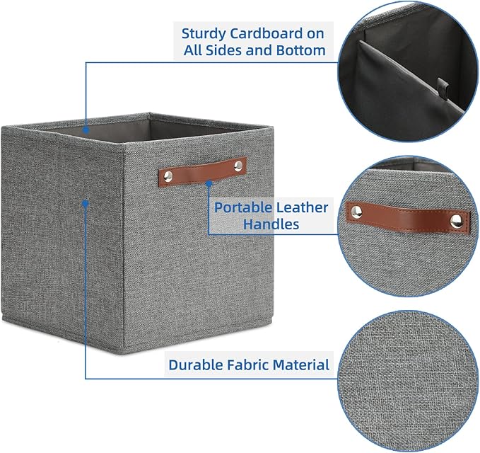 Temary 11 Inch Cube Storage Bins 4PCs Fabric Storage Cubes Storage Baskets Organizer with Handles, Foldable Baskets for Organ