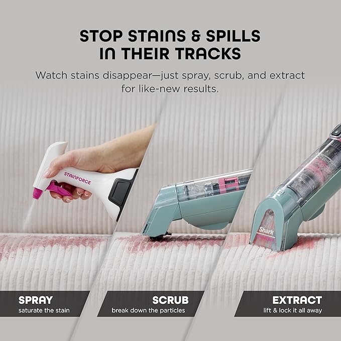 Shark StainForce Cordless Portable Spot, Stain, & Odor Remover System for Carpets, Area Rugs, Upholstery, Stairs, with Storag