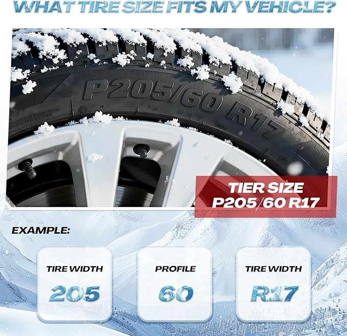2 Pack Automotive Snow Socks for Tire, Traction Aid Anti Slip Tire Covers Chain with Ice Scraper Gloves, Universal Emergency Winter Kit for Cars Suvs Trucks Quick Fit Easy Installation (M)