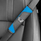 Car Seat Belt Cover 2 Pcs Leather Shoulder Pad with Bling Crown Protector Car Safety Strap Covers Accessories,Blue