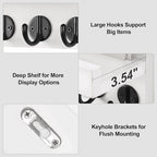 Lwenki Key Holder for Wall, Decorative Key and Mail Holder with Shelf Has Large Key Hooks for Bags, Coats, Umbrella – Paulown