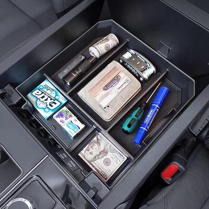 RUNROAD Center Console Organizer Tray Compatible with Toyota Tundra 2022 2023 2024 2025 2026 and Sequoia 2023-2026 Accessories, Insert Armrest Tray Secondary Storage Box Glove Compartment Organizer