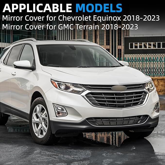 Passenger Side Mirror Cover Replacement for Chevrolet Equinox 2018 2019 2020 2021 2022 2023, for GMC Terrain 2018-2023 - Right Side Mirror Covers, Rear View Mirrors Cap Accessories White