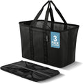 CleverMade EcoBasket 30L Collapsible Tote Basket 3 Pack – Reusable Grocery Tote That Stands Upright, Foldable Shopping Basket