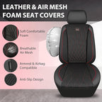 CAR PASS Thick Foam 3D Air Mesh Leather Car Seat Covers Front Seats Only, Breathable Premuim Leather Two Front Seat Cover, Ai