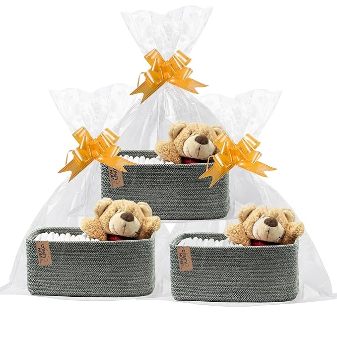 COMFY-HOMI 13" x 8.5" x 5.1"Storage Baskets for Organizing | Cotton Rope Woven Basket | Toy Storage Bin Box | Basket for Shel
