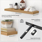 Heimlove 24 Inch Floating Shelves for Wall,Mounted Storage Wood Shelves with Invisible Brackets Hanging Shelf for Bedroom,Liv
