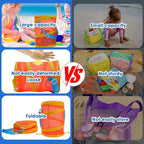 2Pcs Foldable Toy Storage Bag, Large Capacity Sea Shell Bags for Beach (10.5L/2.77Gallon), Portable Toy Storage Bag with Zipp