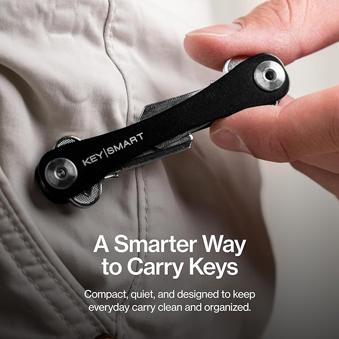 KeySmart Original Key Holder - Compact Key Organizer for Key Chain, Minimalist Clutter-Free EDC Keychains Key Ring, Black, 14