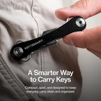 KeySmart Original Key Holder - Compact Key Organizer for Key Chain, Minimalist Clutter-Free EDC Keychains Key Ring, Black, 14