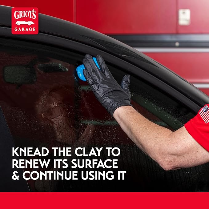 Griot's Garage Glass Cleaning Clay for Car Window, Windshield, Shower Door, Stone, Ceramic Tiles, Removes Oil, Tar, Grease, Water Spots, and More 11049, 3.5oz, Blue
