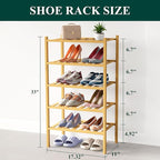 Smiry Bamboo Shoe Rack for Closet, 5 Tier Small Wooden Stackable Shoe Organizer, Free Standing Shoes Storage Shelf for Entryw