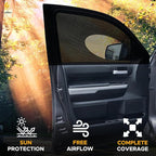 EcoNour Car Front Side Window Sun Shades Compatible for Toyota Tundra | 2Pack Breathable Super Stretchy Mesh Sun Shade | Heat Block UV Protection Car Window Screen Covers | Mosquito Net Curtains