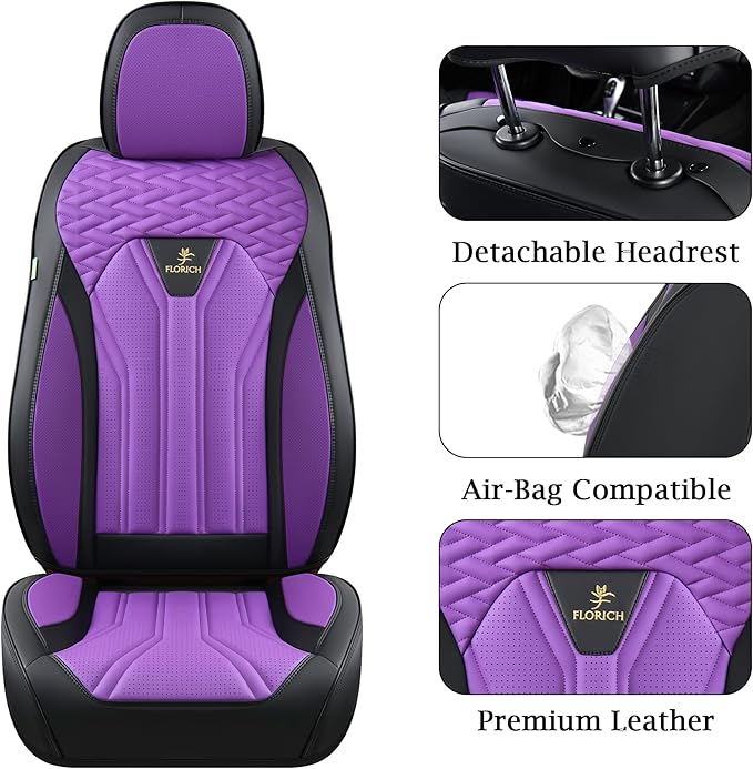 FLORICH Automotive Seat Covers, Seat Covers Full Set, Car Seat Protectors 5 Seats, Purple & Black Automotive Seat Covers Fit 