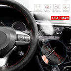 AUTOXBERT 38cm/15 Genuine Leather DIY Steering Wheel Cover Soft Hand Sewing On Wrap Cover with Needles Thread fit for VW Ford
