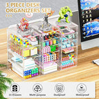 Acrylic 3 Pack Desk Organizers and Accessories, Makeup Organizer Storage With 15 Drawers, Desk Organizers, Dustproof Drawer O
