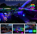 Acrylic Interior Car LED Strip Lights, Dreamcolor 10-in-1 Car Ambient Lighting Kit, with APP Control, 622 LED Fiber Optic Strip Lights for Cars, Supports Neon Sync with Music DIY Mode