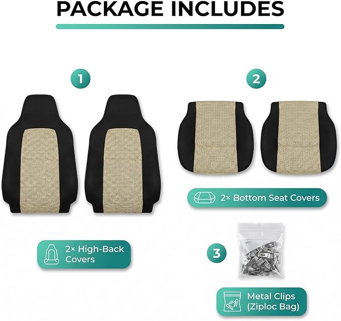 FH Group Automotive Front Car Seat Covers for SUV, Trucks, Sedan and More - Universal Fit Front High Back Design Interior Acc