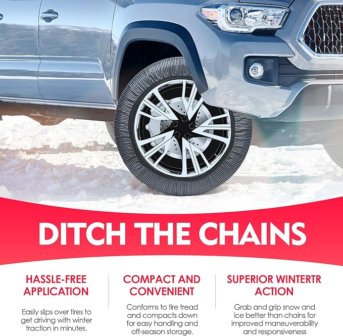 K-Musculo Snow Socks for Tires, Snow Socks Snow Chain for Car SUV Pickup Easy to Use, Ultimate Grip, Washable.100 KM Safely I