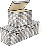 STOREONE Fabric Storage Cube Bins Foldable Organizer Container Collapsible Basket with Lids and Metal Handles, for Home, Bedr