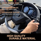 PINCTROT XL Size 17.5-18 in Race Grip Steering Wheel Cover for Semi Truck, Fits RV, Big Rig Trucker, 18 Wheeler and Classic Cars, Anti-Slip Silicone Perforated Design 17.5-18 Inch (Racing Silver)