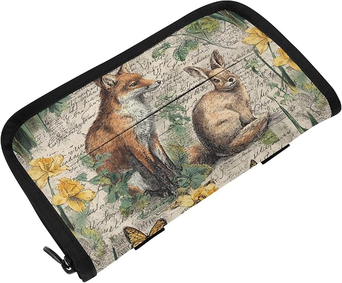 Car Tissue Holder Car Visor Organizer Tissue Box Holder for Car Sun Visor Organizer with Car Vehicle Accessories Essentials Interior for Women Men Beige Bunny Fox Daffodils