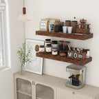 Deep Floating Shelves | 36 Inch Brown Floating Shelves Set of 2 | 12 Inch Deep Rustic Wood Shelves for Wall | 36" W x 12" D B