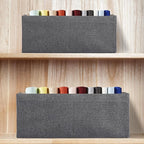 Fabric Storage Bin Box Foldable Cotton Linen Storage Basket with Wooden Handles Rectangular Cube Decorative Home Laundry Orga