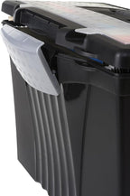 Storex Portable Letter/Legal Filebox with Organizer Lid, Letter/Legal Files, 14.5" X 10.5" X 12", Black