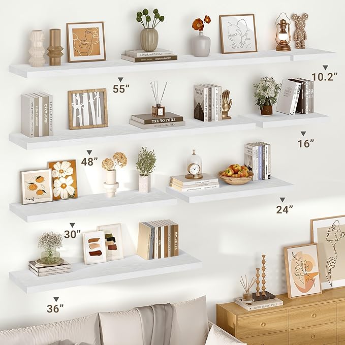 Vivelove 10 in Deep Floating Shelves for Wall, 16" x 10.2" x 1.5" Shelves for Room Wall Mounted, 1.5 Inch Thick Shelf for Bat