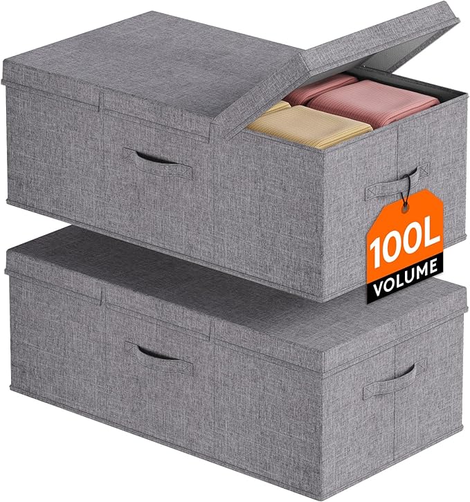 Lifewit 100L Under Bed Storage Containers, 11.8 Inch Tall Underbed Clothes Storage Organizer Bin with Sturdy Sidewalls, Botto