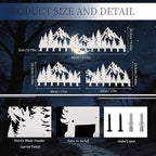 Large White Mountain Wall Mount with 14 Hooks, Decorative Forest Art Wall Hangerfor Cabin Entryway Front Door Bathroom Kitche