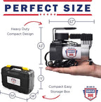 Tire Inflator Portable Air Compressor – 12V DC Air Pump for Car Tires, 150 PSI Electric Air Pump with Tyre Pressure Gauge – Corded Yellow by WE LOVE TO DRIVE