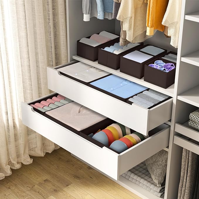 DIMJ Drawer Organizer Clothes, 12 Pack Underwear Organizer, Foldable Closet Organizers, Sock Organizer Bra Organizer, Fabric 