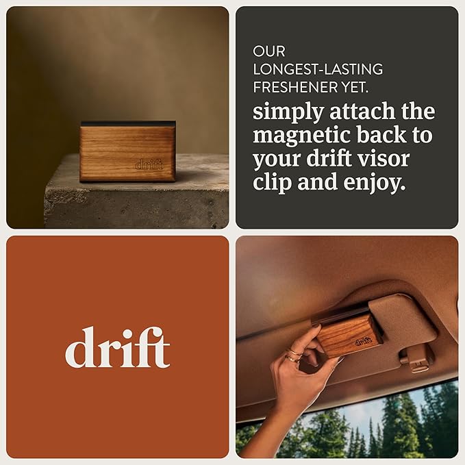 Drift Car Air Freshener - Wood Fragrance - Automotive Odor Eliminator - Long Lasting Scent - Scent Refill - Coconut & Pistach