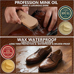 10 PCS Leather Care Kit - Horsehair Brushes,Saddle Soap,Waterproofing Wax,Mink Oil Conditioner,Polishing Cloth,Microfiber clo