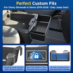 Center Console Hanging Organizer Tray for Chevy Silverado/Sierra 1500(2019-2026) & Silverado/Sierra 2500HD 3500HD(2020-2026) Accessories(Split-Bench Folding Seat Only) Black