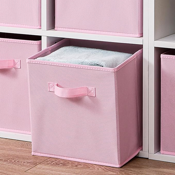 Stero Fabric Storage Bins 6 Pack Fun Colored Durable Storage Cubes with Fabric Handles Foldable Cube Baskets for Home, Kids R