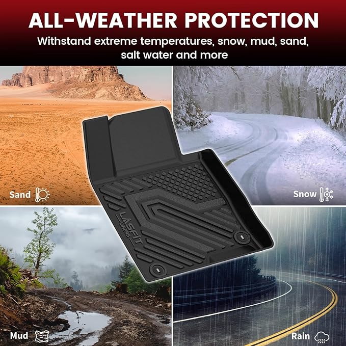 LASFIT Floor Mats & Cargo Mat for Hyundai Sonata 2015-2019 & KIA Optima 2016-2020 (Not Fit Hybrid/PHEV), All Weather TPE Custom Fit Floor Liners & Trunk Mat for Optima & Sonata Car Accessories, Black
